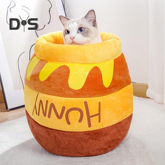 

Удобная кошка Спящее гнездо Полностью заполненный Большой мед горшок Форма собаки Кошка Плюшевая уютная пещерная кровать