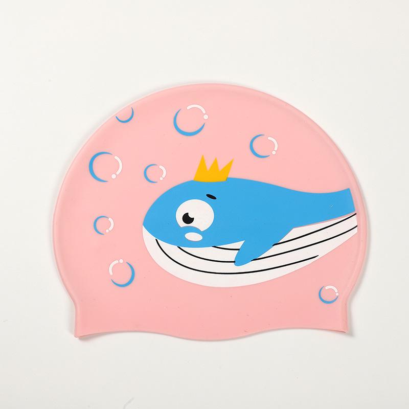 Dinosaur Kids' Waterproof Silicone Swim Cap – Comfortable Fit, Ear & Hair Protection, Cute Cartoon Design for Boys & Girls