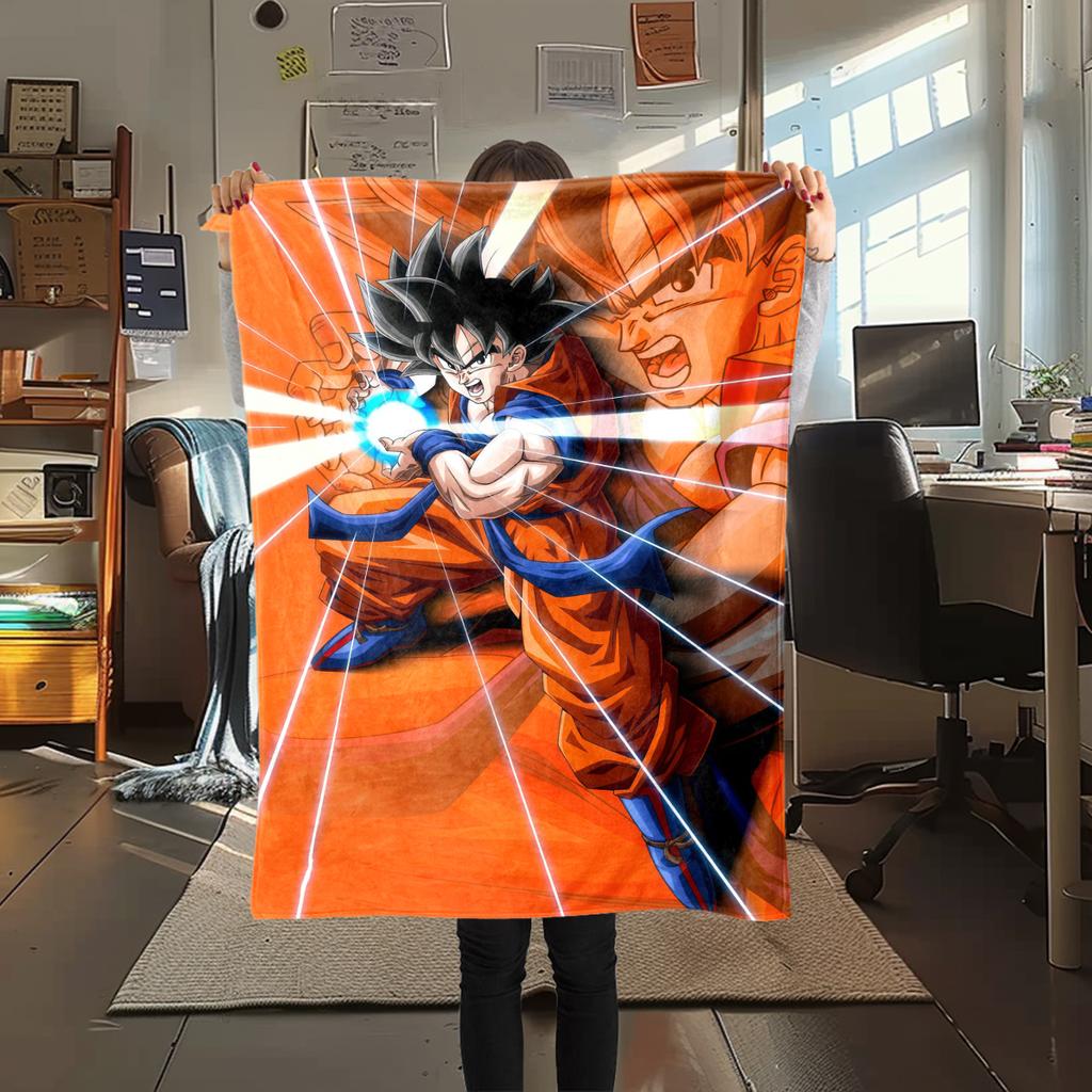 1 ks flanelová deka s potiskem DRAGON BALL, Vysoká kvalita, Pro všechna roční období, Domácí dekorace, Teplo a pohodlí, Perfektní jako vánoční dárky