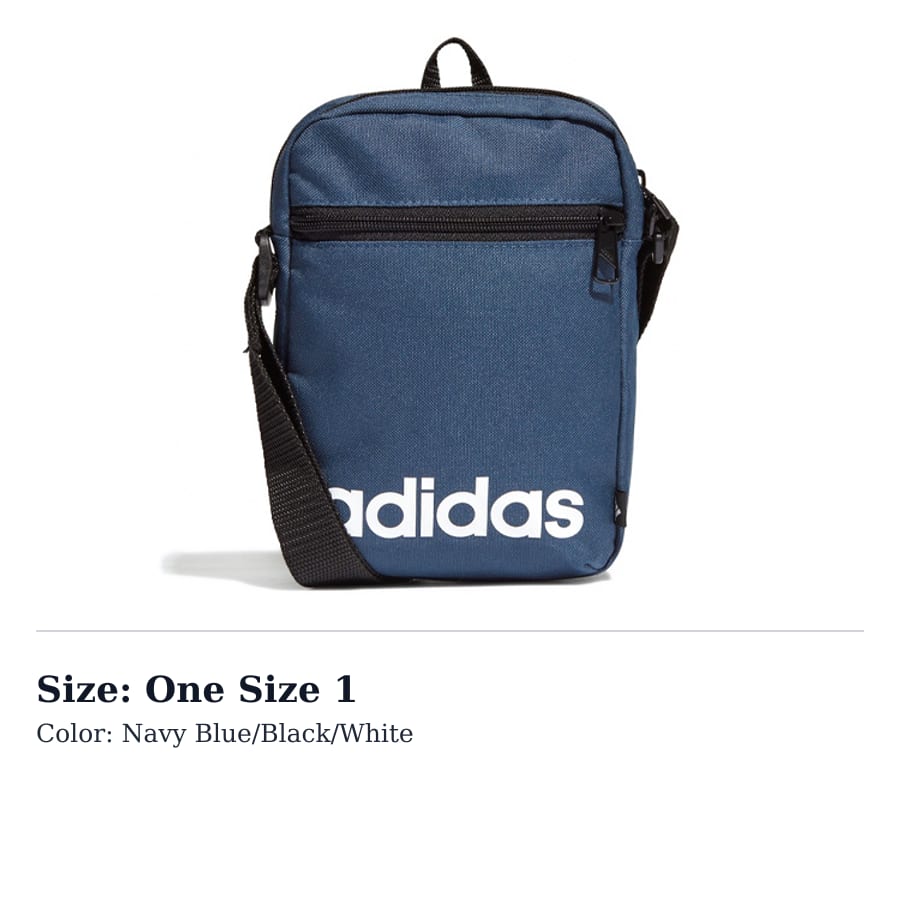 adidas LINEAR ORG Polyester Shoulder Bag, Crossbody Bag Regular Unisex Navy Blue & Black & White GN1949