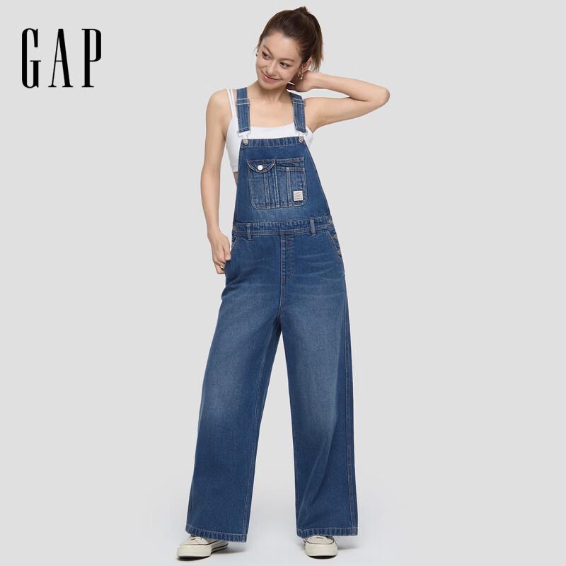 GAP Women's Classic Wide-Leg Denim Overalls