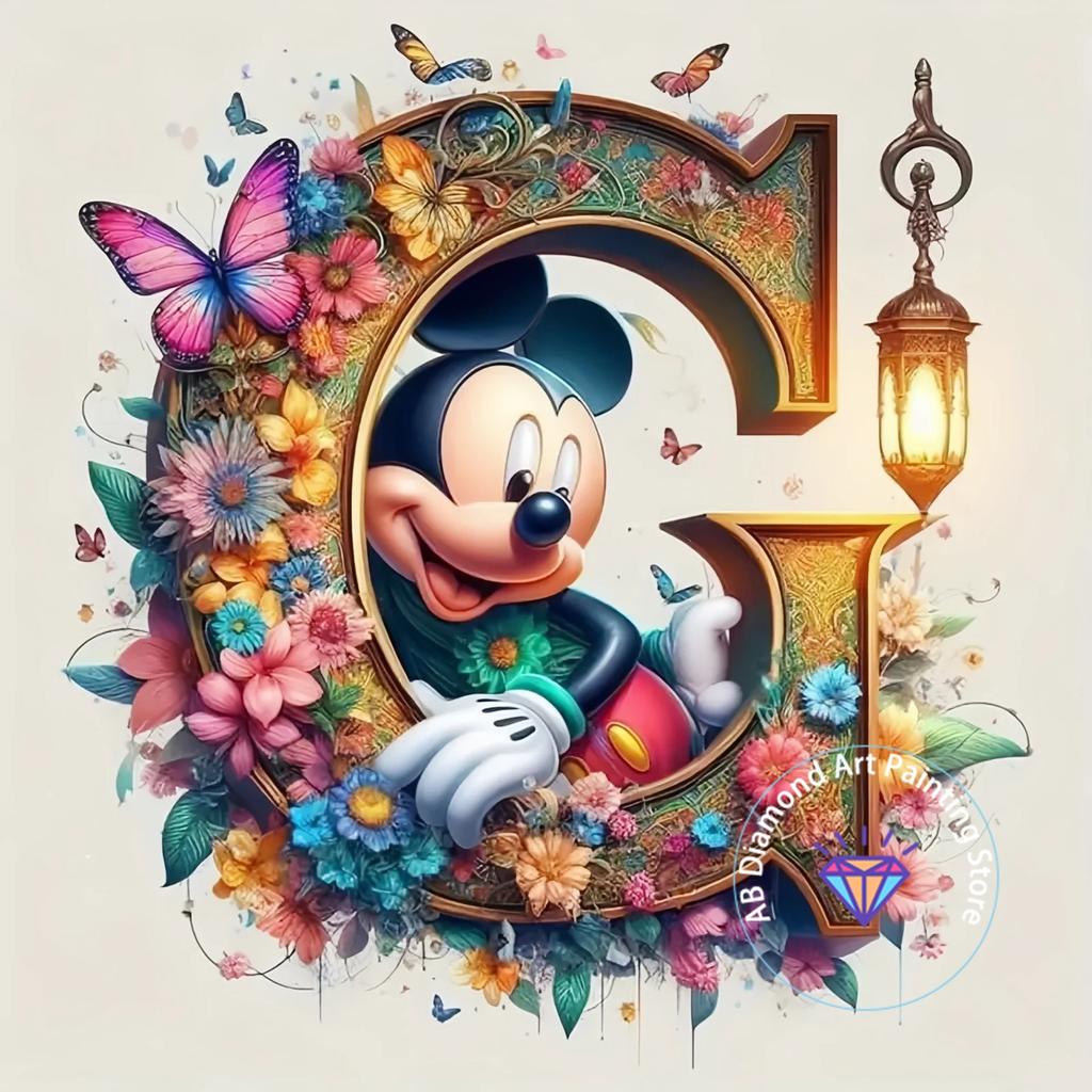 Mickey Mouse Minnie Letter Diamond Painting Kit 5D DIY Diamond Embroidery Cross Embroidery Handmade Art Gift Home Decoration