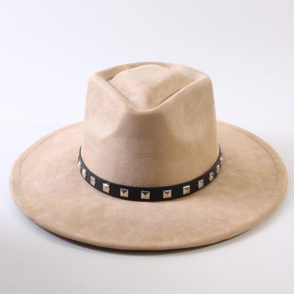 Pălărie de top cu boruri mari din piele de căprioară, stil european și american popular, pălărie western de cowboy, modă clasică pentru bărbați și femei