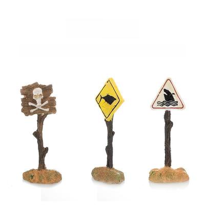 Ornamento de placa de trânsito de desenho animado simulado para paisagismo de aquário