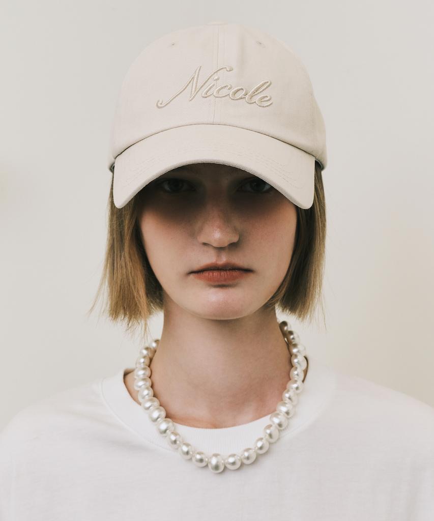 Nigaennikol Nicole Lettering Ball Cap_Beige