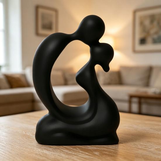 Kissing Couple Statue, Modern Abstract Lover Figurine, Resin Romantic Couple Sculpture for Home, Office, Desktop, Bookshelf, Wedding Decor