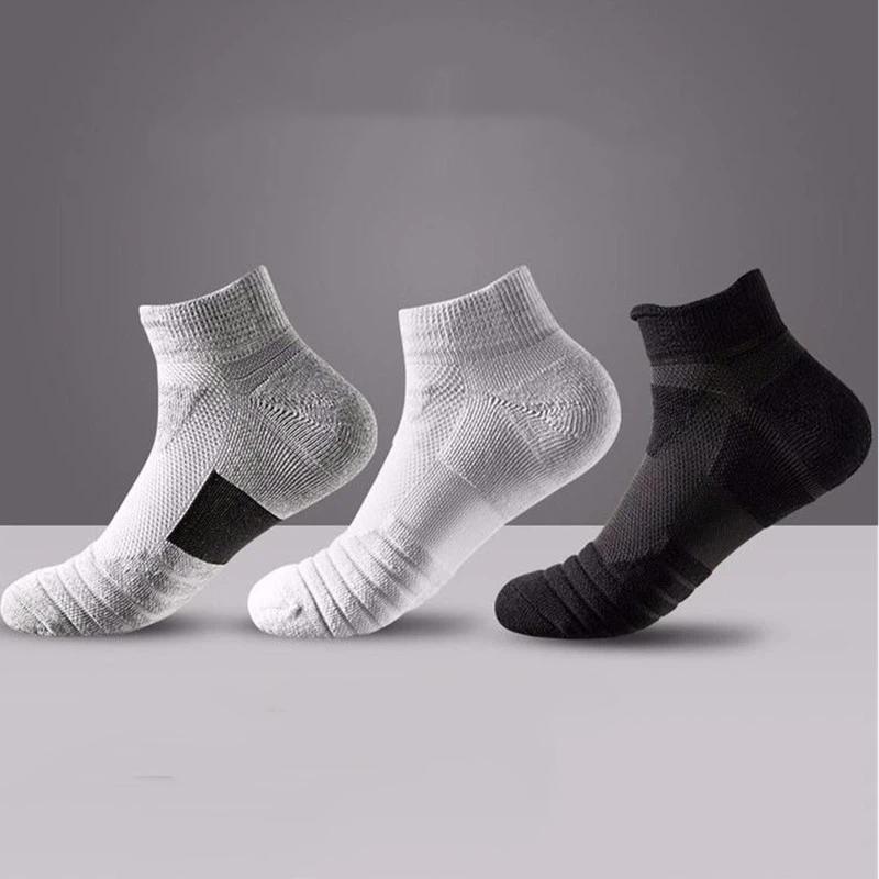 3/6 Pairs Men Odor Resistant Knitted Sports Socks Sweat Absorbing Breathable Durable Cushioning Running Basketball Socks