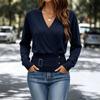 Pull en tricot à col en V à manches longues ample pour femme Automne Hiver