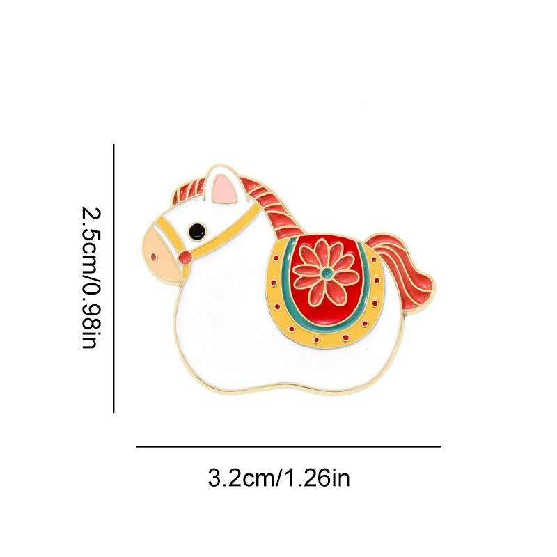 

1Pc Zinc Alloy 2026 Animal Clothing Accessories Cartoon Coforful New Year Gift Zodiac Emblem Sweater Pin Horse Brooch