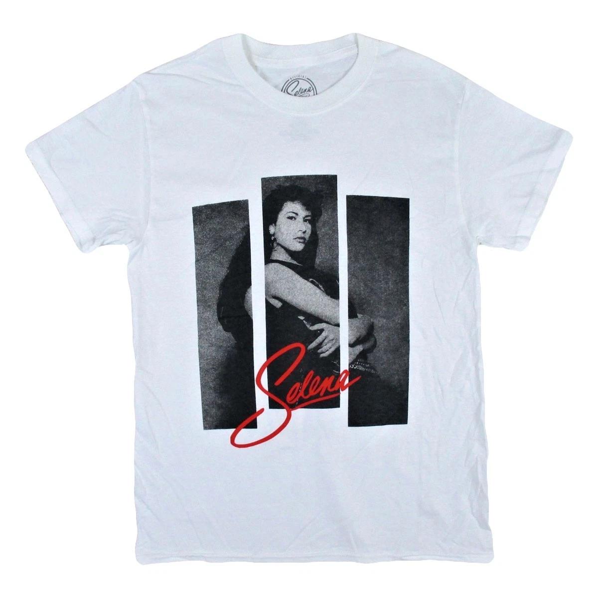 Men s Selena 3 Strips Photo on White Tee T-shirt Small White XXXXL