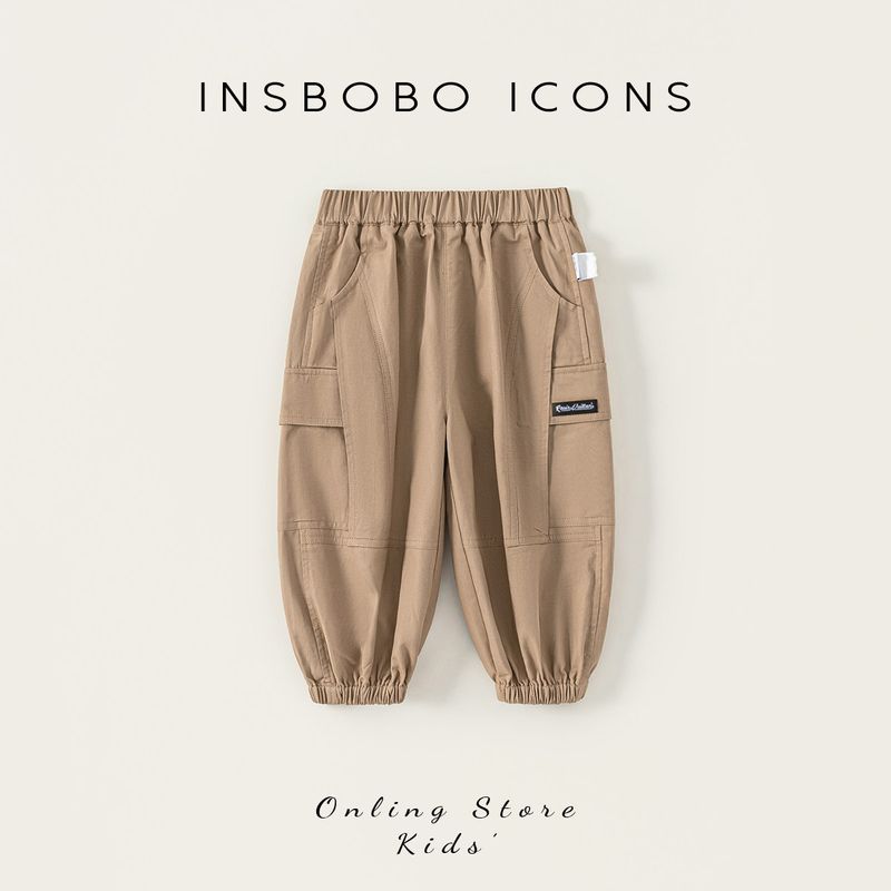 Мальчиковые брюки Insbobo Весна и Осень Мальчиковые брюки-карго 2025 Новые Детские брюки-джоггеры Детская осенняя одежда Khaki 100 cm