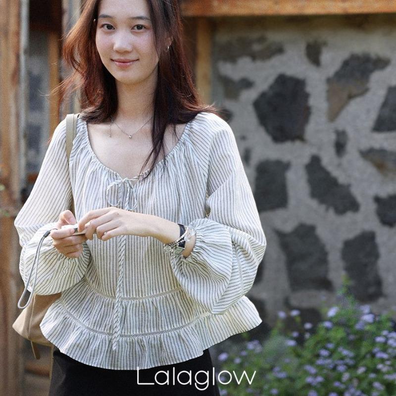 Summer Women s Casual V Neck Ruffle Hem Lantern Sleeve Top S белый