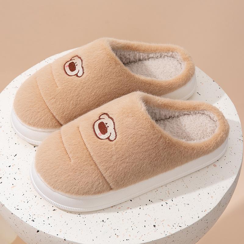 Women's cotton slippers, warm in autumn and winter, home use, couple thick bottom non-slip, men's comfortable foot warm fluffy slippers
