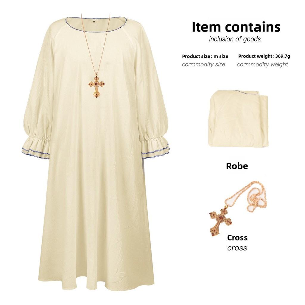 Medieval Priest Cosplay Costume With Polyester Fabric For Halloween Stage Performances