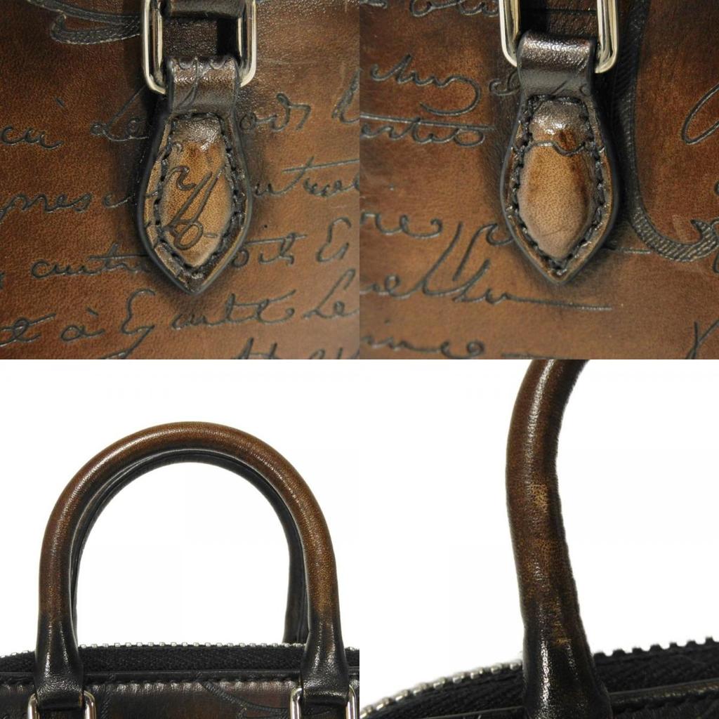 Used Anjou Nano Scritto Leather Pouch 11828 7922 Mini Body Bag/Waist Bag Calligraphy Cacao Men's from Japan AUTHENTIC