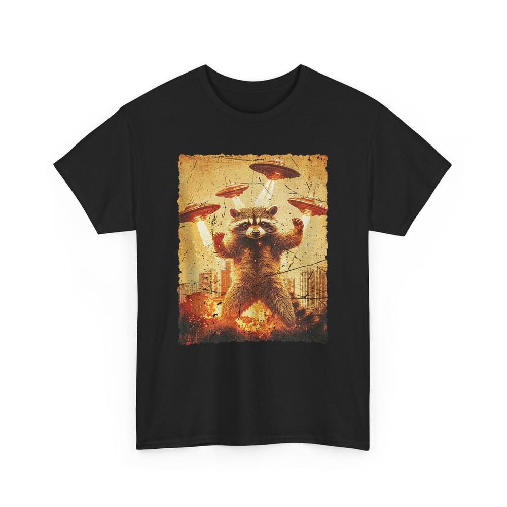 Japanese Anime Kaiju Monster Raccoon T-ShirtTokyo Selfie with UFO Unisex Tee Unisex T-Shirt XXXL