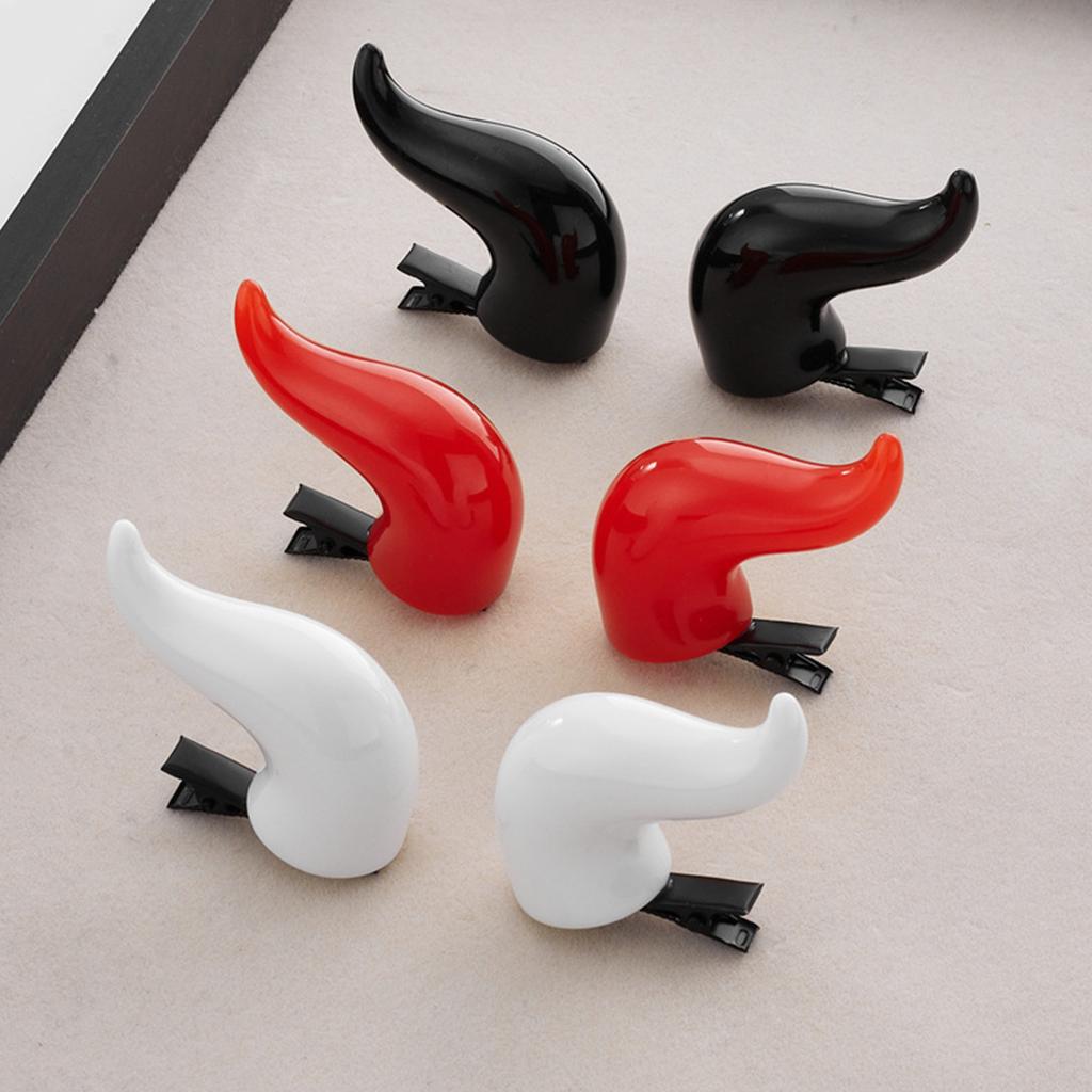 Halloween Party Costume Horn Hair Clip Set Roleplay Game Hair Barrettes Festival Headwear Devil Horn Duckbill Clip 2pcs