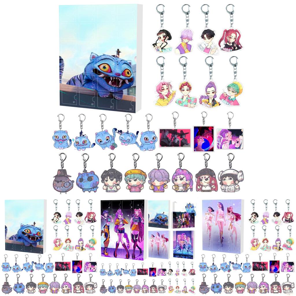 Kpop Girl Group Christmas Countdown Calendar Acrylic Bag Charm With 24 Pieces For Holiday Decor