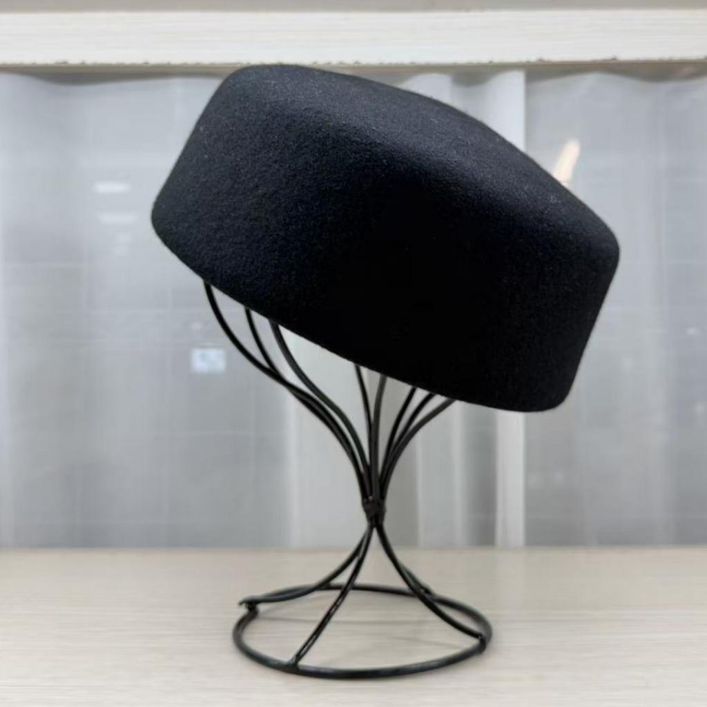High Quality% Wool Fashion Medicine Box Hat French Top Hat Women's Basin Hat Three-dimensional Beret Elegant Flight Attendant Hat