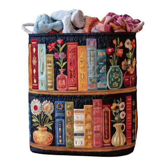 

Quilted Laundry Basket Fabric Floral Storage Basket with Handles Boho Clothes Basket for Laundry Nursery Bedroom Garments Kids Toys O