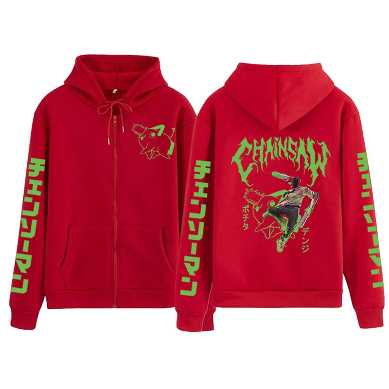 Chainsaw Man/Women Anime Print Zipper Coat Hoodies Japanese Anime Friend Harajuku Pochita Denji Sweatshirt Autum Winter Long Sleeve