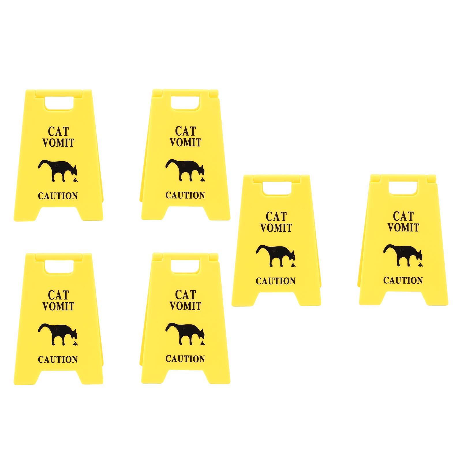 6 STKS Kattenbraak Waarschuwingsborden Plastic Multifunctioneel Grappige Katten Braakt Waarschuwingsbord voor Binnen