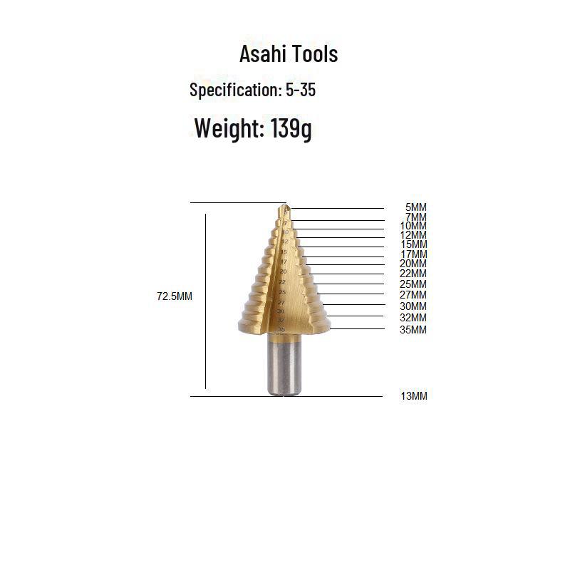 Hexagonal Pagoda Step Drill with Round Handle (5-35mm)