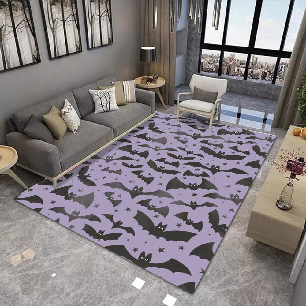 Halloween Bat Print Carpet for Living Room Decoration Home Large Area Rugs Decor Soft Bedroom Lounge Floor Mat