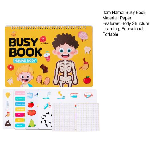 Kids Human Body Busy Book Kindergarten Preschool Body Structure Anatomy Quiet Book Toddlers Educational Body Part Learning Activities Book