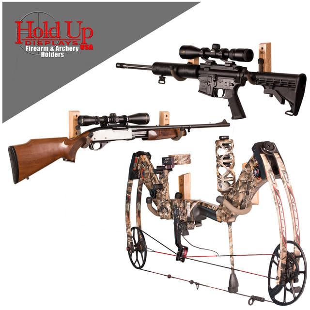 HOLDold UPp DISPLAIYsplaiy Gun Holder Rifle Wall Holder H Wood Set of 2 HD02