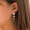 18k Gold Pearl Tassel Stainless Steel Earrings - Elegant Luxury Studs for Women