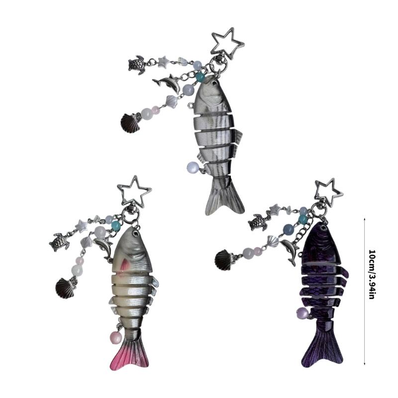 Lightweight Fishing Themed Key Ring With Realistic Detailing Flexible Articulated Body Keychain For Anglers Gifts