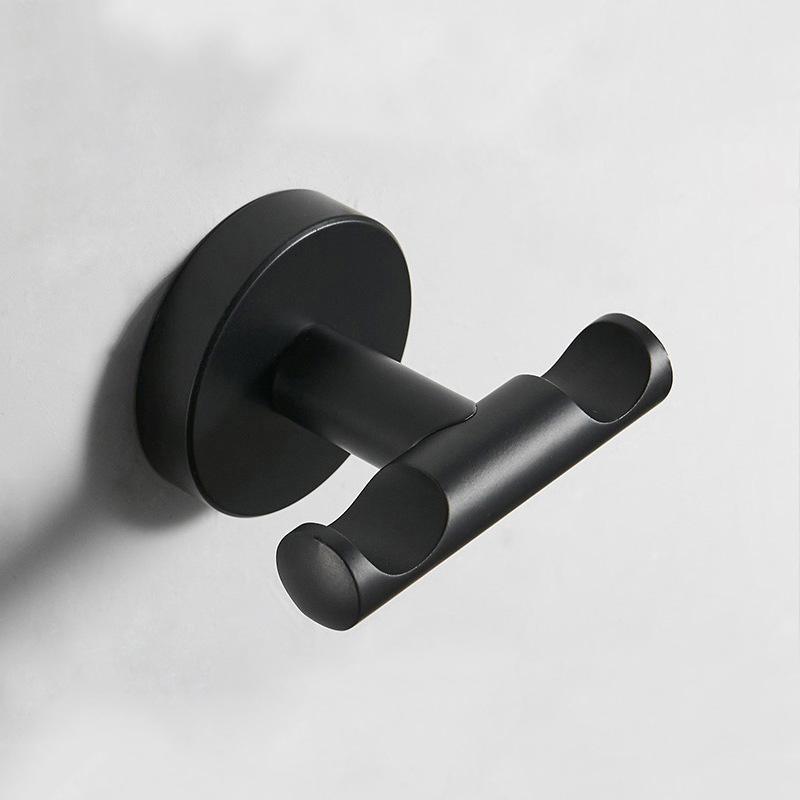 Black 304 Stainless Steel No-Drill Coat & Hat Hook for Bathroom or Entrance