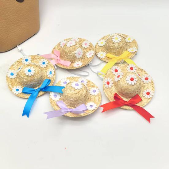 

Мини-соломенные шляпы Миниатюрная соломенная шляпа ручной работы Вязаная ковбойская шляпа Кукольный домик Аксессуары для кукол Поделки Крыльцо Гусь 12cm