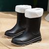 Women Rain Boots Fashion Mid Calf Rubber Boots Waterproof Garden Boots for Women Winter Warm Cotton Rainboots Botas Lluvia Mujer