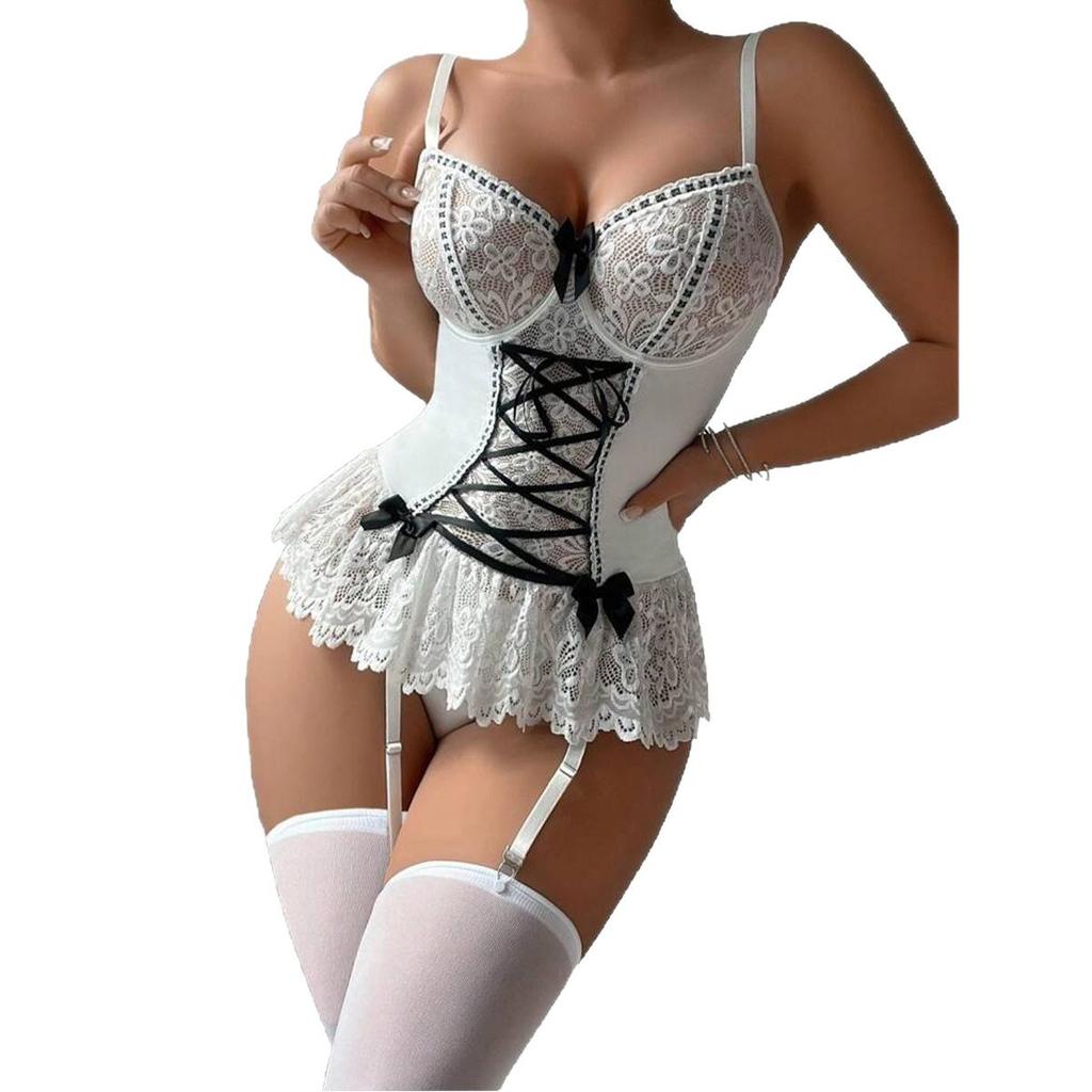 Europäische & Amerikanische Spitze Schmetterling Vintage Barock Träger Nachthemd