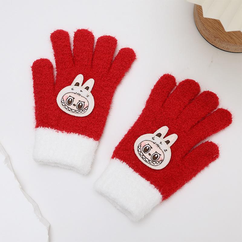 

New Winter Cartoon Color Matching Labbu Warm Five Finger Gloves Children s Gloves for Boys and Girls Cute Finger Gloves one size