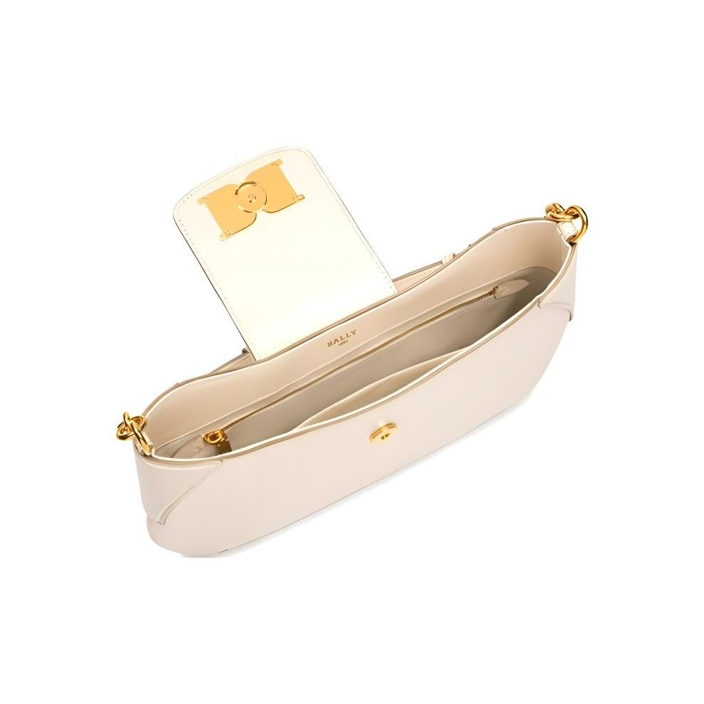 Bally Chain Underarm Bag Leather Shoulder Bag Women bags Beige 6239075-WHITE