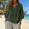 Blusa da Donna Ricamata a Manica a Tre Quarti con Scollo a V Vestibilità Larga Top Casual per Uso Quotidiano Ufficio Viaggio