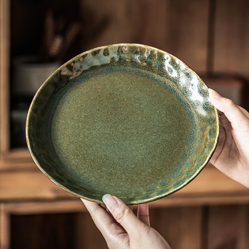Kiln Shaped Plate Ceramic Plate Dessert Plate Retro Style Tableware Large Plate Household Dish Plate High Value Plate