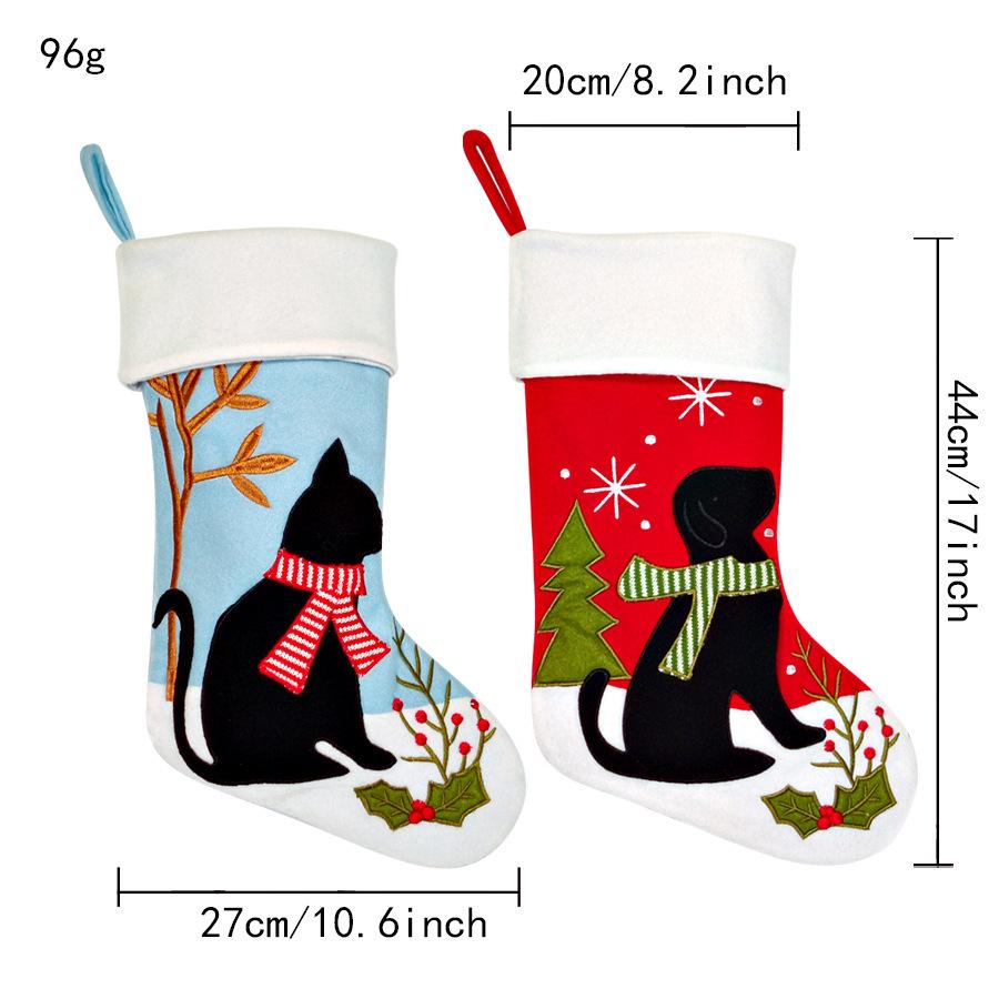 Christmas 2025 Cartoon Cat & Dog Embroidered Stockings Gift Bags