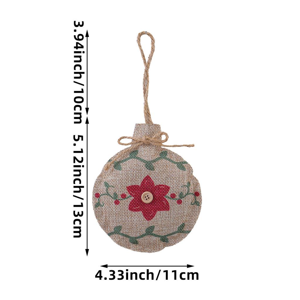 New Christmas Linen Pendant Printed Five-pointed Star Christmas Tree Shopping Mall Decoration Small Pendant