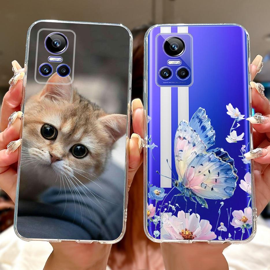 Für Realme GT Neo 3 80W Hülle RMX3561 RMX3560 Süße Katze Glückskarpfen Bemalte Abdeckung Weiche Silikonhüllen Für Realme GT Neo3 150W Fundas