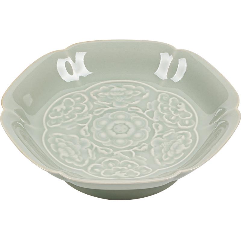 Guanlan Embossed Banana Moon Ceramic High-Footed Tea & Snack Plate – Retro Design