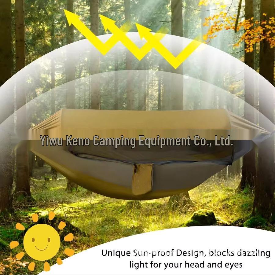 3-in-1 Outdoor Double Hammock with Anti-Rollover, Quick-Open Swing, Mosquito Net & Sunshade for Camping