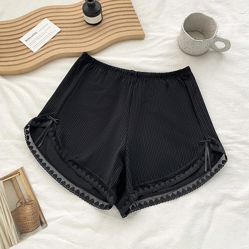 

Ladies Summer Sweet Bow Love Lace Fringe Ice Silk Breathable Leggings one size чорний