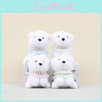 Cute Plush Dog Keychain Lovely Stuffed Animal Bag Charm In Green Blue White Pink
