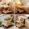 Foldable Bedside Table with Wheel Storage Rack, 2-layer Storage Sofa, Bookshelf, Floor Standing Coffee Table, Bedroom Snack Cart