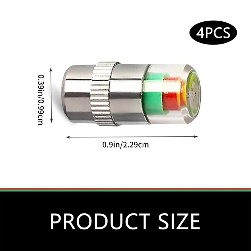 Pack Of 4 Car Tire Pressure Monitoring Cap with Real Time Detection Color Alert for Vehicles Pressure Monitor Stem Cover
