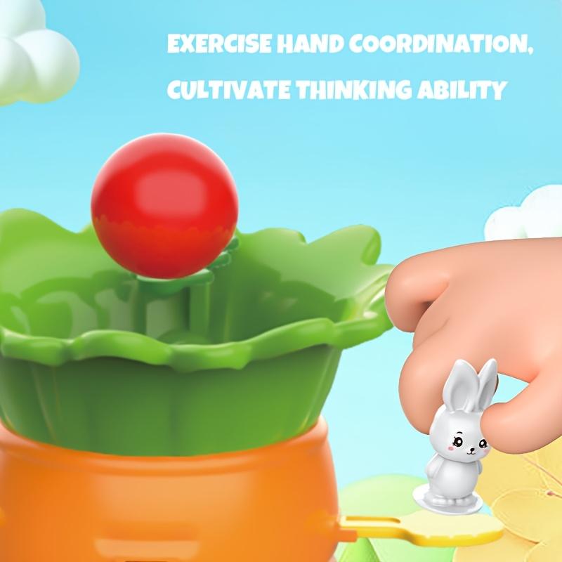 Colorful Carrot Balance Tower Toy Fun Family-Friendly Interactive Desktop Game for Youngsters,Plastic Rabbit Vegetable Stackable Tower with Green Base